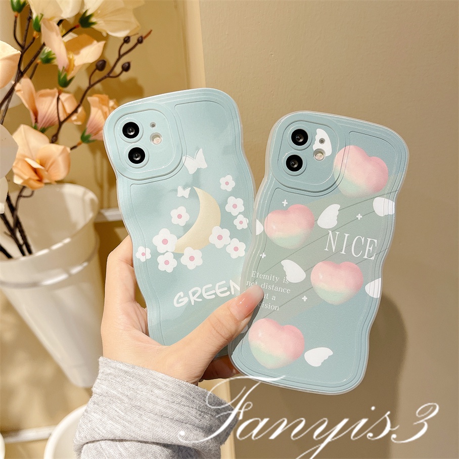 Redmi 12C A1 10C 10A 10 9 9A 9C 9T Note 11 Pro+ 11s 11 10s 10 9s 9 8 Pro Xiaomi Poco X4Pro X3 Pro X3NFC M4 F3 Mi 11 Lite 10TPro Moon Love Wavy Edge Phone Case TPU Soft Protective Cover