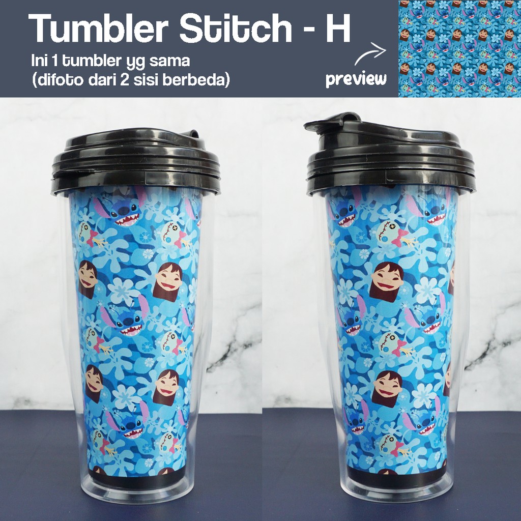 Tumbler STITCH - Botol Minum Kartun Anak Teman Lilo Souvenir Hadiah Unik Tumblr-Stitch-H