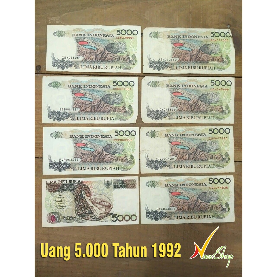 Uang kuno 5000 rupiah 1992 /uang kertas mahar / sasando