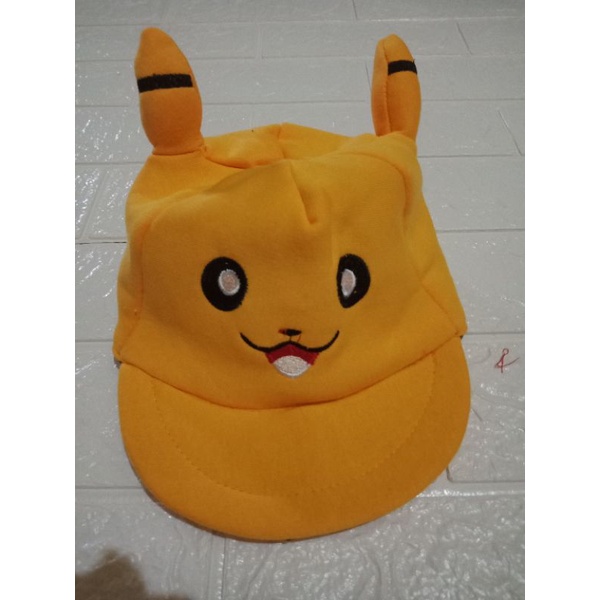 LYSASHOP - Topi Anak Bayi Lucu Motif Kucing/Topi Kupluk Bayi-Pikachu Kuning