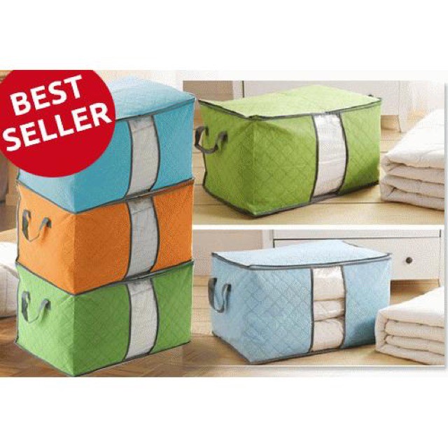 BAMBOO STORAGE BAG ORGANIZER - PENYIMPANAN SERBAGUNA KAIN BAJU PAKAIAN - MULTIFUNGSI LOUNDRY BAG TIDUR