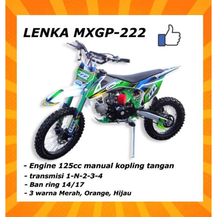 MOTOR MEDIUM TRAIL MXGP 222 MESIN 4 TAK 125CC MANUAL KOPLING RING 14/17