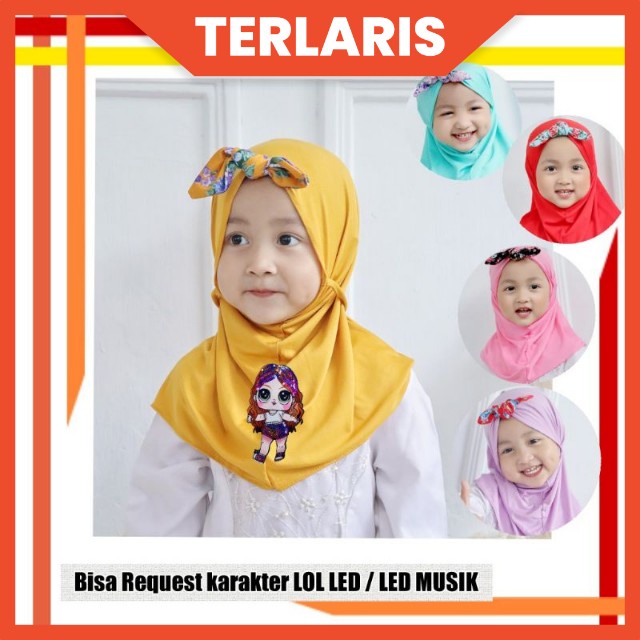 JILBAB ANAK BAYI LUCU LOL LED MUSIK 0-2 TAHUN PITA SIMPUL