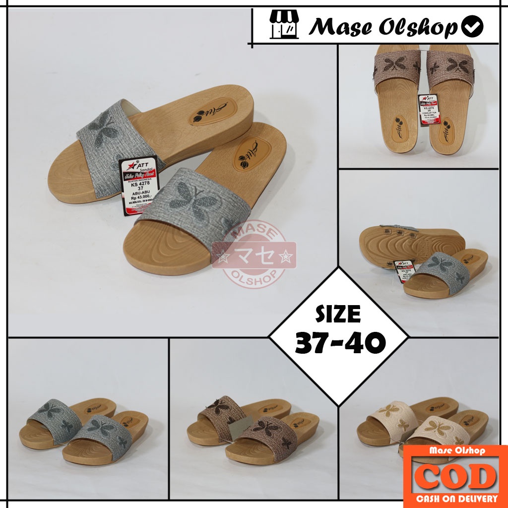 Sandal Selop Wanita Sandal Karet Motif Kayu ATT KS 4278