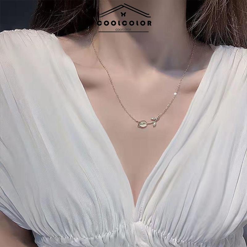 COD❤️Kalung Choker Liontin Bunga Mawar Gaya Korea Untuk Wanita  Anti Karat Dan Anti Luntur Murah Fashion Wanita Sederhana Aksesoris Perhiasan Hadiah Ulang Tahun