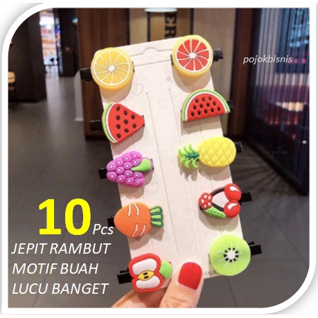 10 PCS JEPIT RAMBUT MOTIF BUAH LUCU / JEPIT RAMBUT ANAK REMAJA DEWASA LUCU