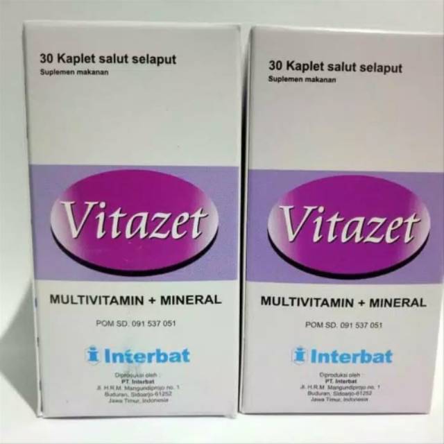 Vitazet Multivitamin 1 botol isi 30 Kaplet - Vitamin C 750mg Zinc