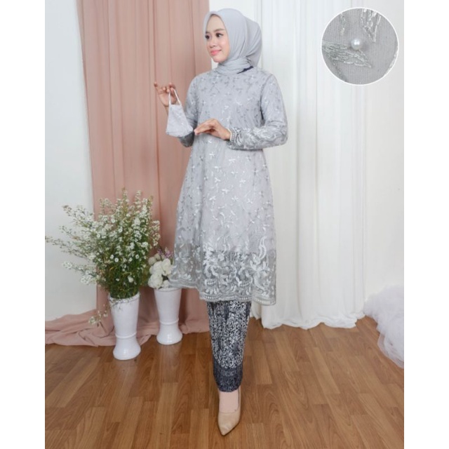 Atasan Kebaya Wanita Modern/Kebaya Promo/Kebaya Wisuda/Kebaya Atasan Saja Bisa COD-Silver