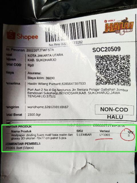 (cod ) Paket 5 Pcs Wallpaper Dinding Foam Motif Bata Matte Dan Glossy  3d Ukuran 70x77 Cm