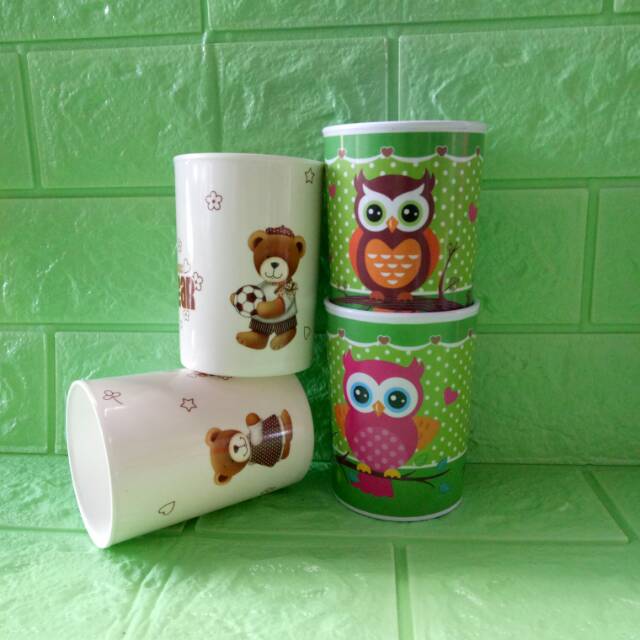 Maspion Vanda Gelas Melamine 3" mottif bear owl