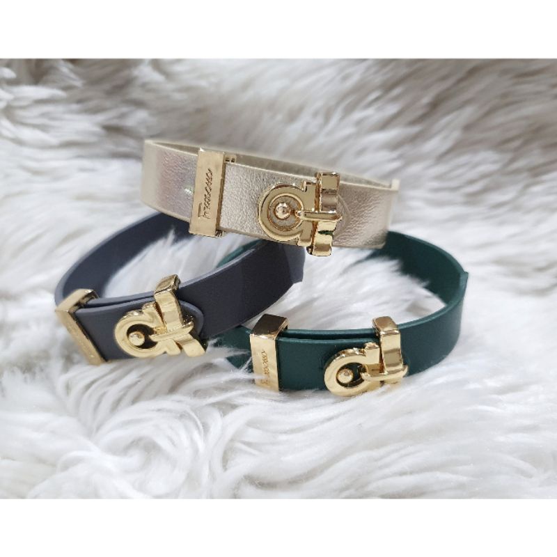 Promo Gelang tangan kulit import Ferrag@mo /gelang branded bahan kulit Premium Quality Gp24