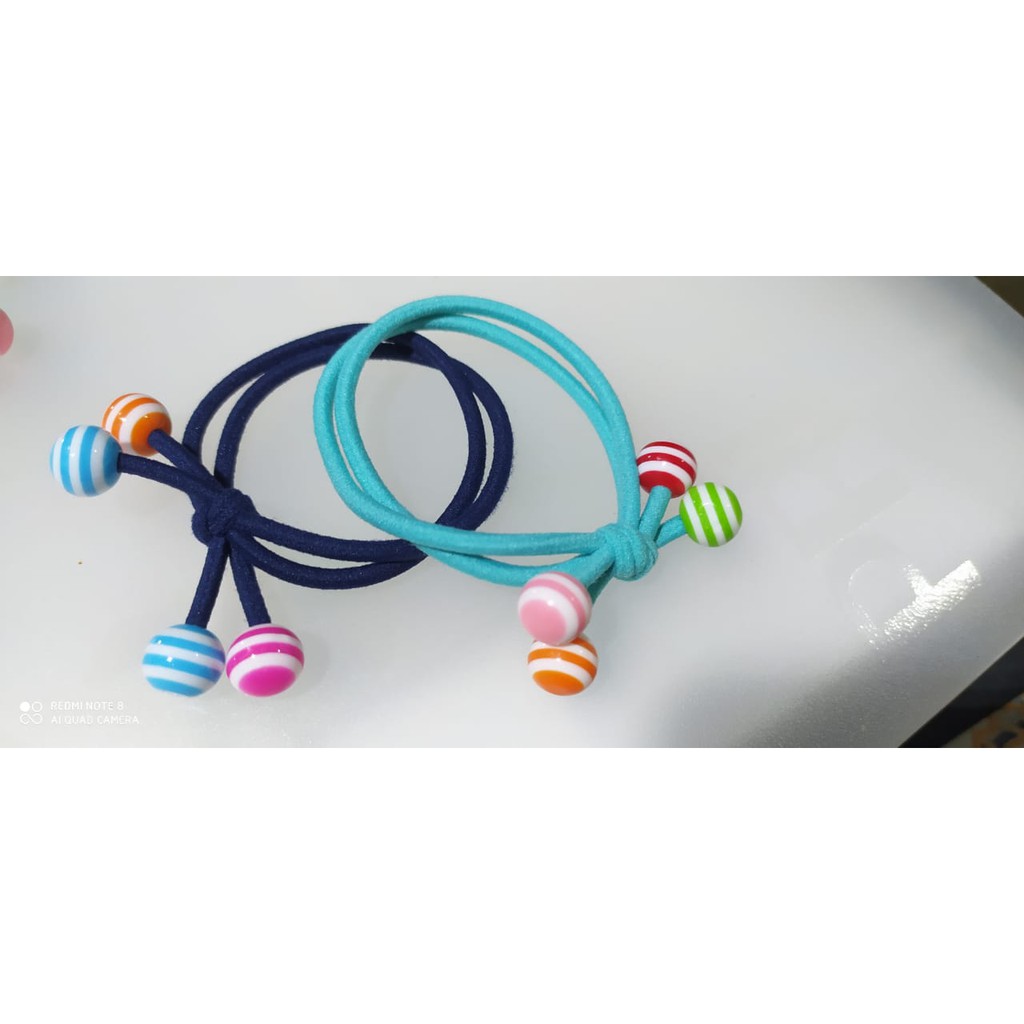 Kunciran rambut / kunciran bola warna warni tali double