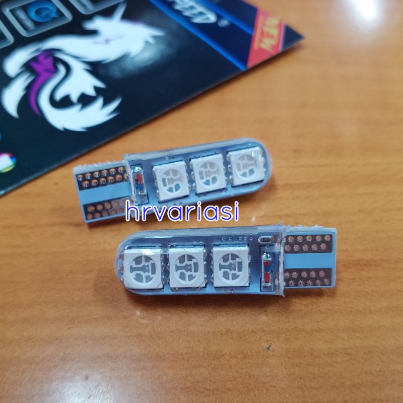 lampu senja jelly 6led kedip 7warna/RGB flash- T10 senja 12volt