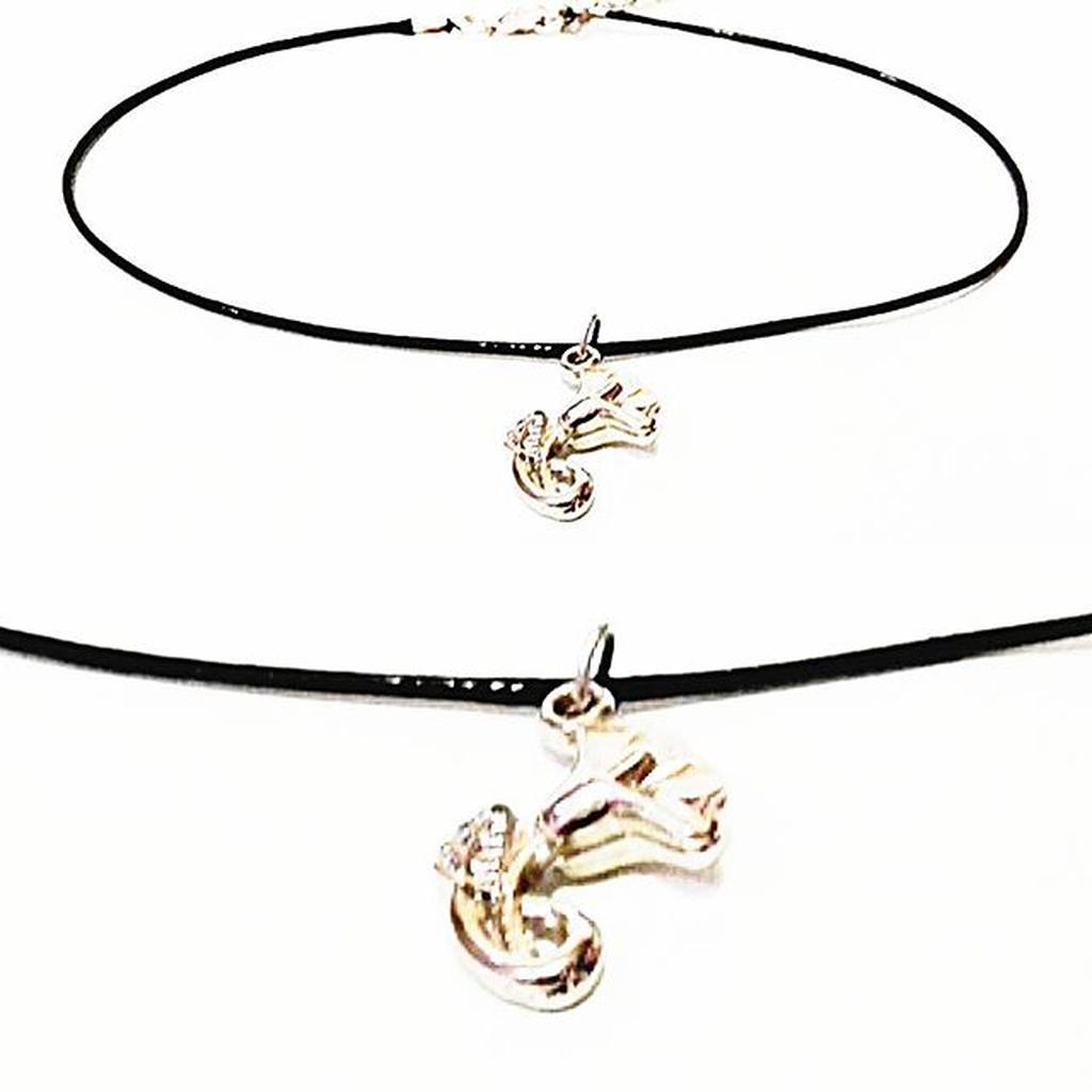 Baby Choker Necklace Silver Hibiscus Flower | Kalung Handmade