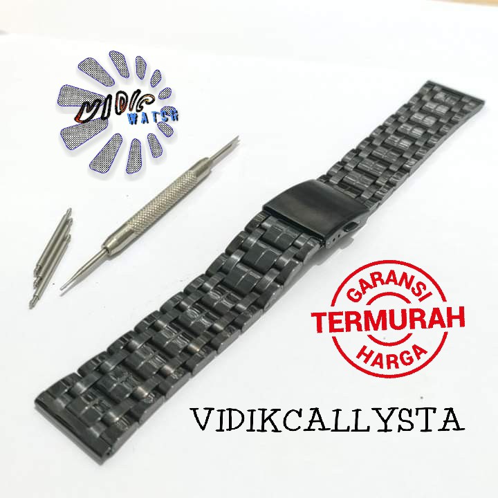 Strap B806 Tali Jam Tangan Rante Rantai Solid Black 22mm Hitam 22 mm Bonus Pen Strap dan Remover