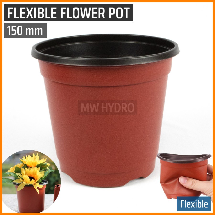 Double Color Flexible Flower Pot / Pot Bunga Elastis Dua Warna, 15 cm