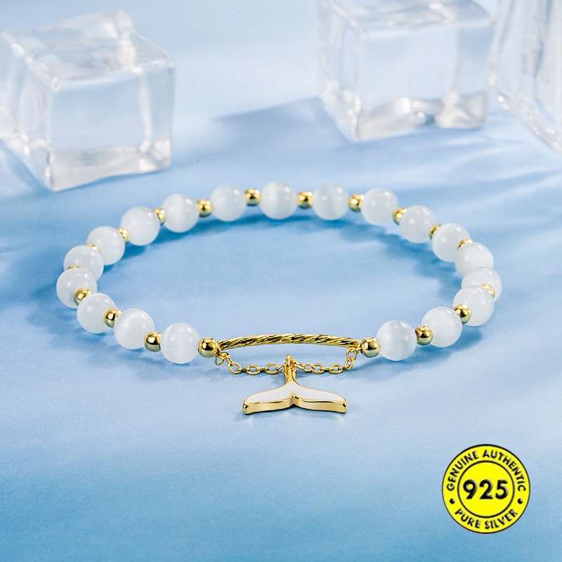 Gelang Tali Elastis Adjustable Desain Ekor Ikan Warna Emas Untuk Wanita