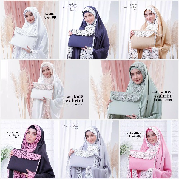 MUKENA DEWASA LACE SYAHRINI BAHAN SATIN VELVET + TAS CANTIK