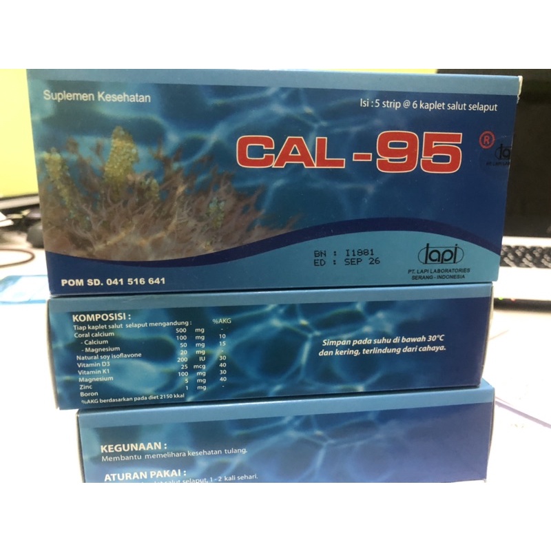 CAL 95 / Suplemen Calsium / Box / 5 Strip/1strip @ 6 Kaplet