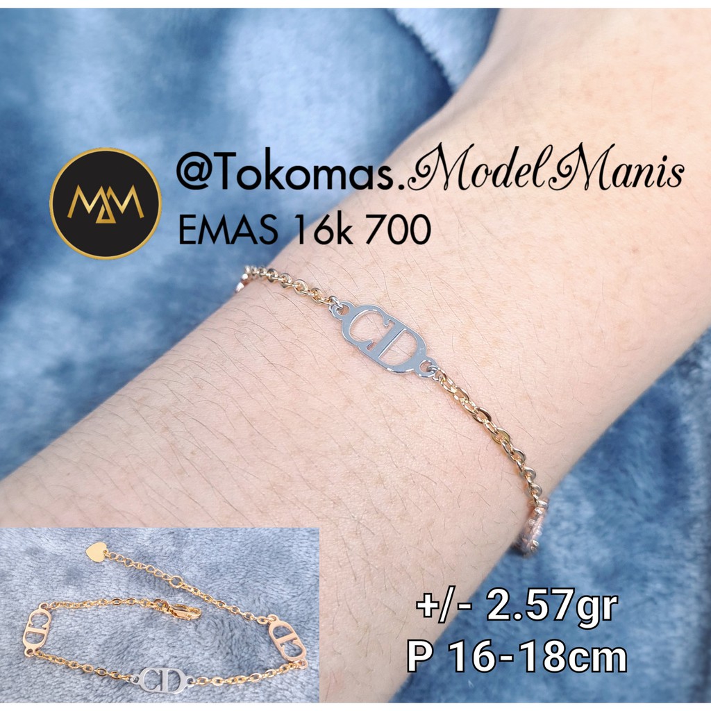 Gelang fashion "CD" emas kuning 700 kadar 16k