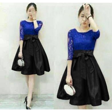 [dress Natalie VE]Dress Wanita brukat lapis Varian Warna