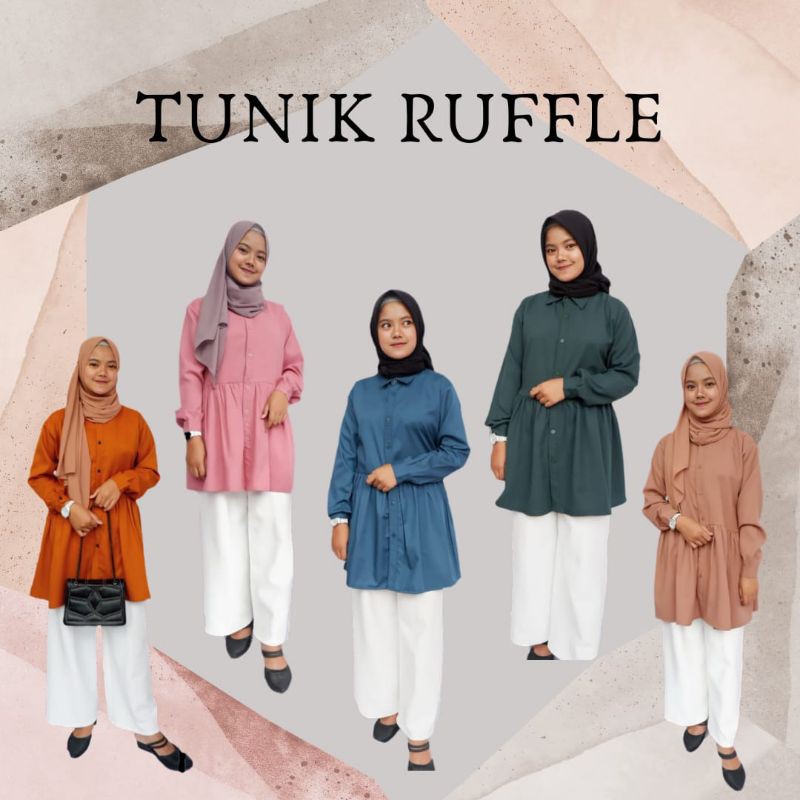 Kemeja Wanita Tunik Ruffle Premium