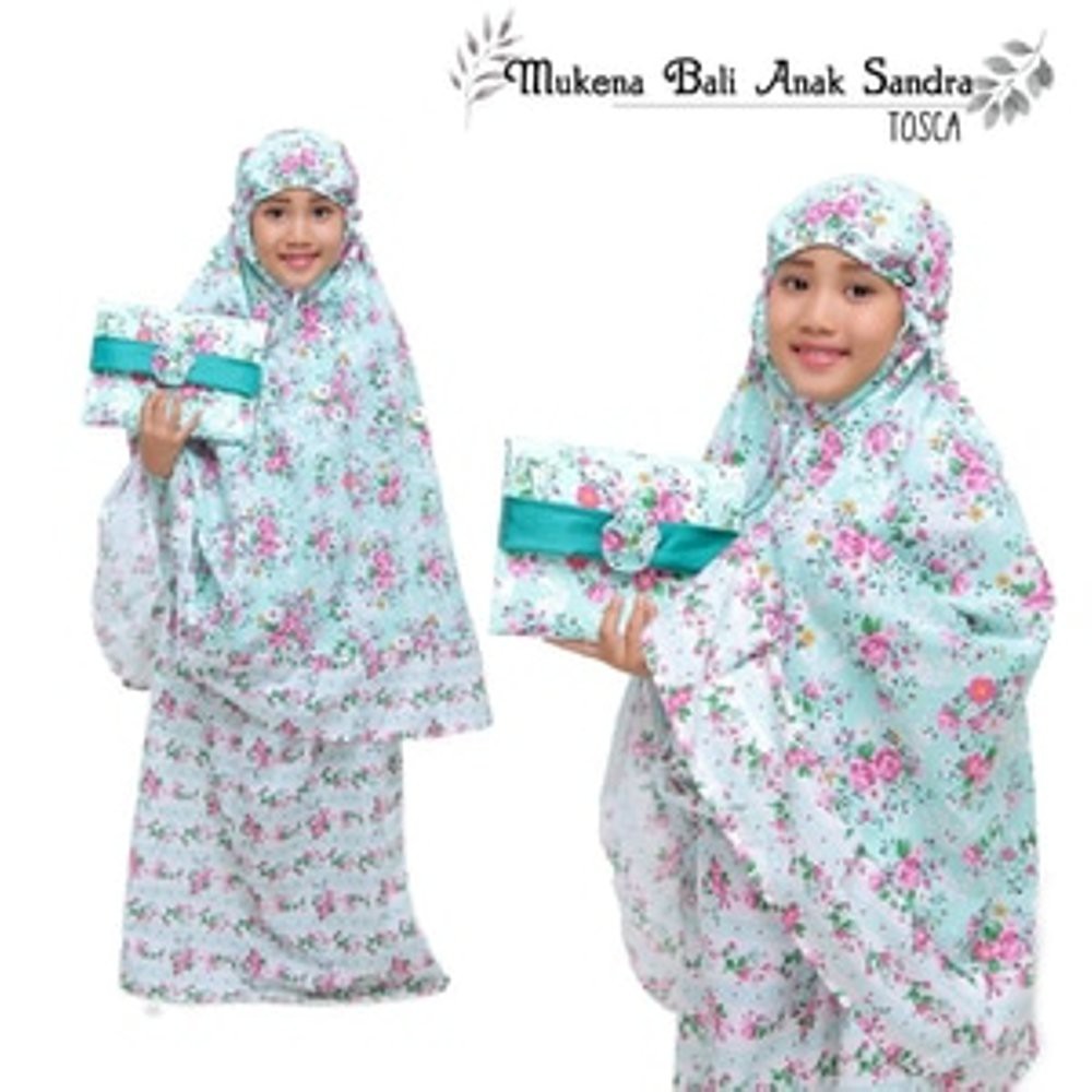 Mukena Bali Anak SD Kecil Sandra Tosca Rayon Adem Motif Bunga-bunga Umur 7-8 Tahun Terbaru