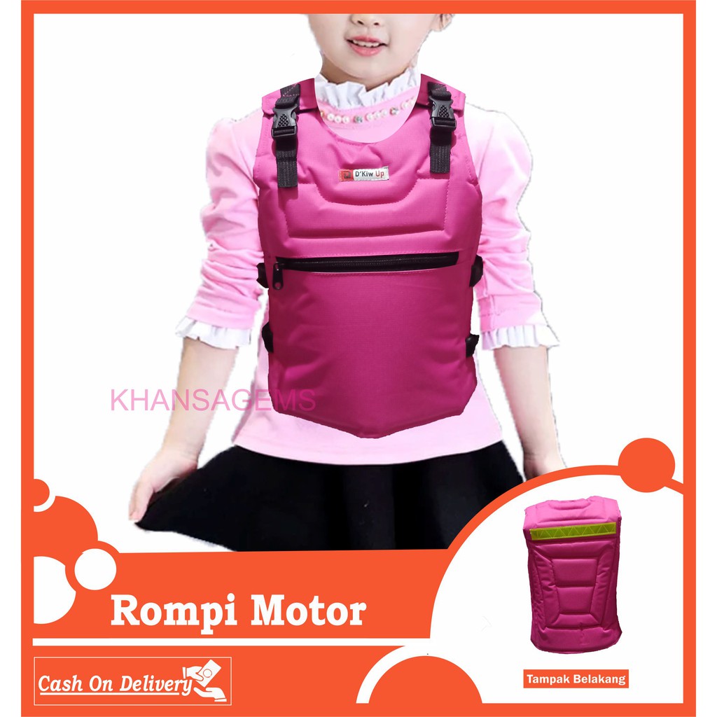 Rompi Motor Keren Cocok Untuk Touring Pelindung Dada Anti Angin Body Protector-Anak-Double-Pink