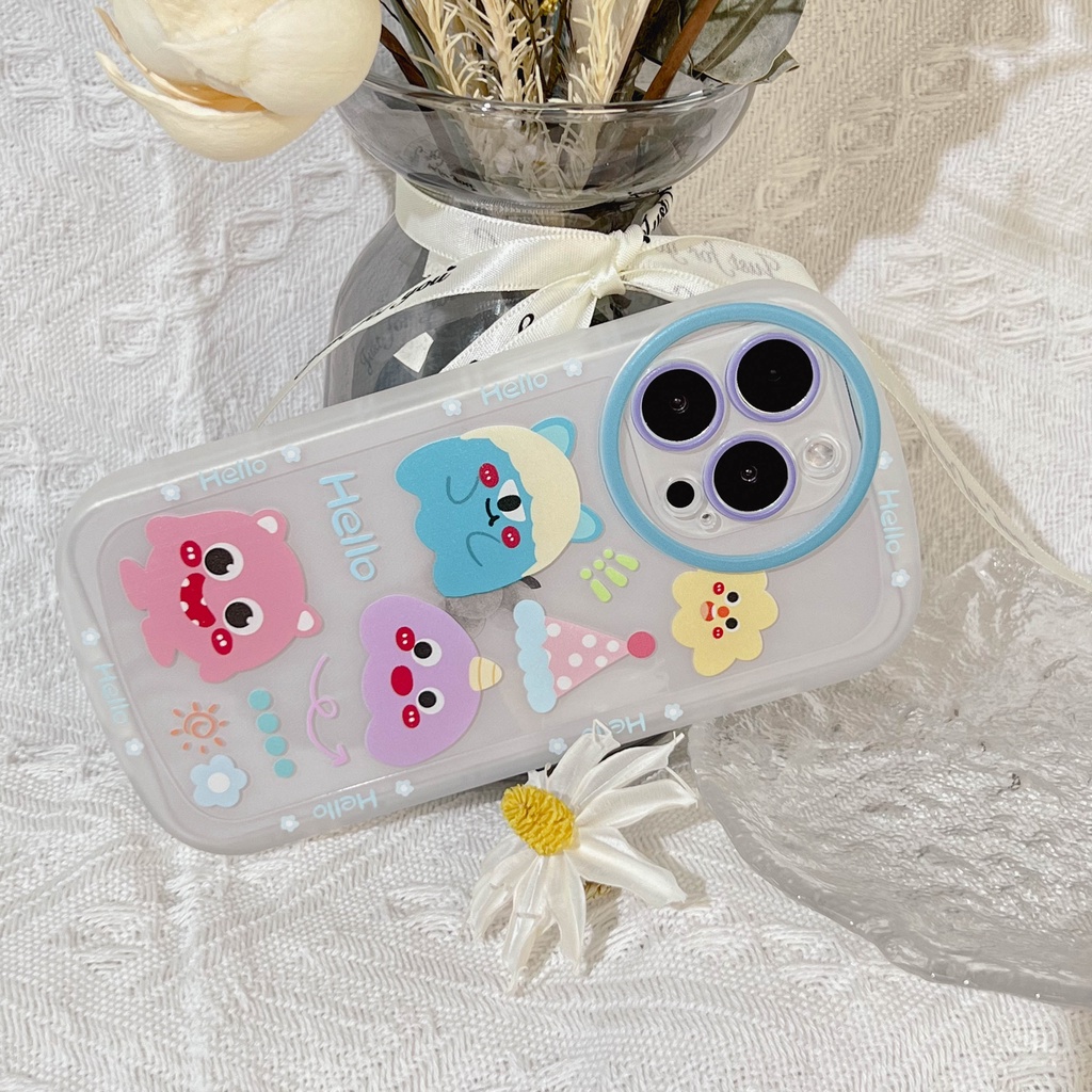 Soft Case TPU Transparan Motif Three Little Monsters Untuk iPhone 13pro 13prm 11 7Plus 8Plus Xr XS 13 12pro Max