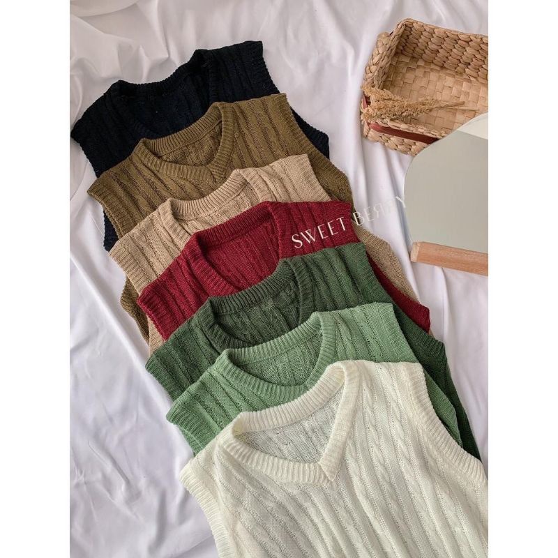 VEST ROMPI CABLE/ BAJU WANITA PREMIUM/RAJUT TEBAL OUTERWEAR