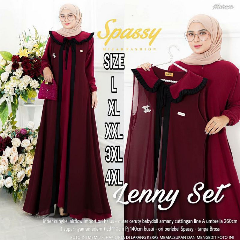 gamis dan outer 2 in 1 uk jumbo ld 100 sampai 140