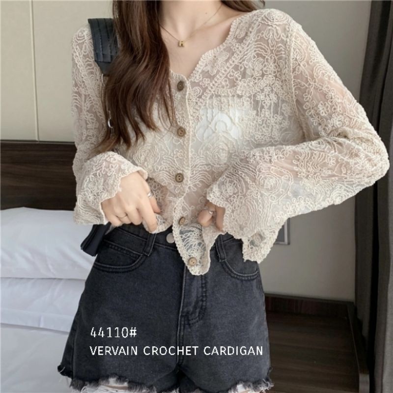 MDLV ~ 44110 VERVAIN CROCHET CARDIGAN KOREA TERBARU CARDIGAN BRUKAT CARDIGAN LACE FASHION IMPORT