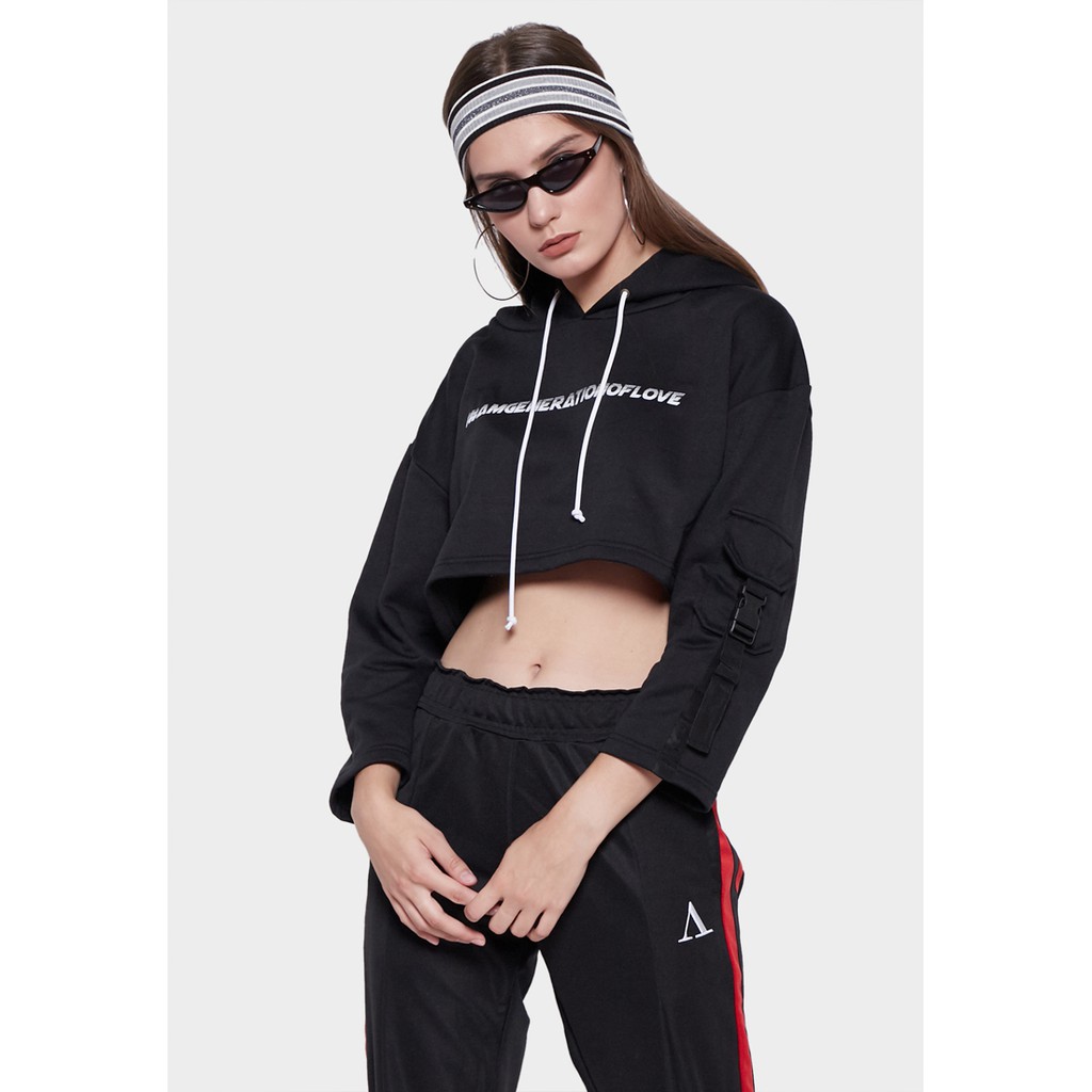ANYE "state" Sweater Crop Hitam Wanita