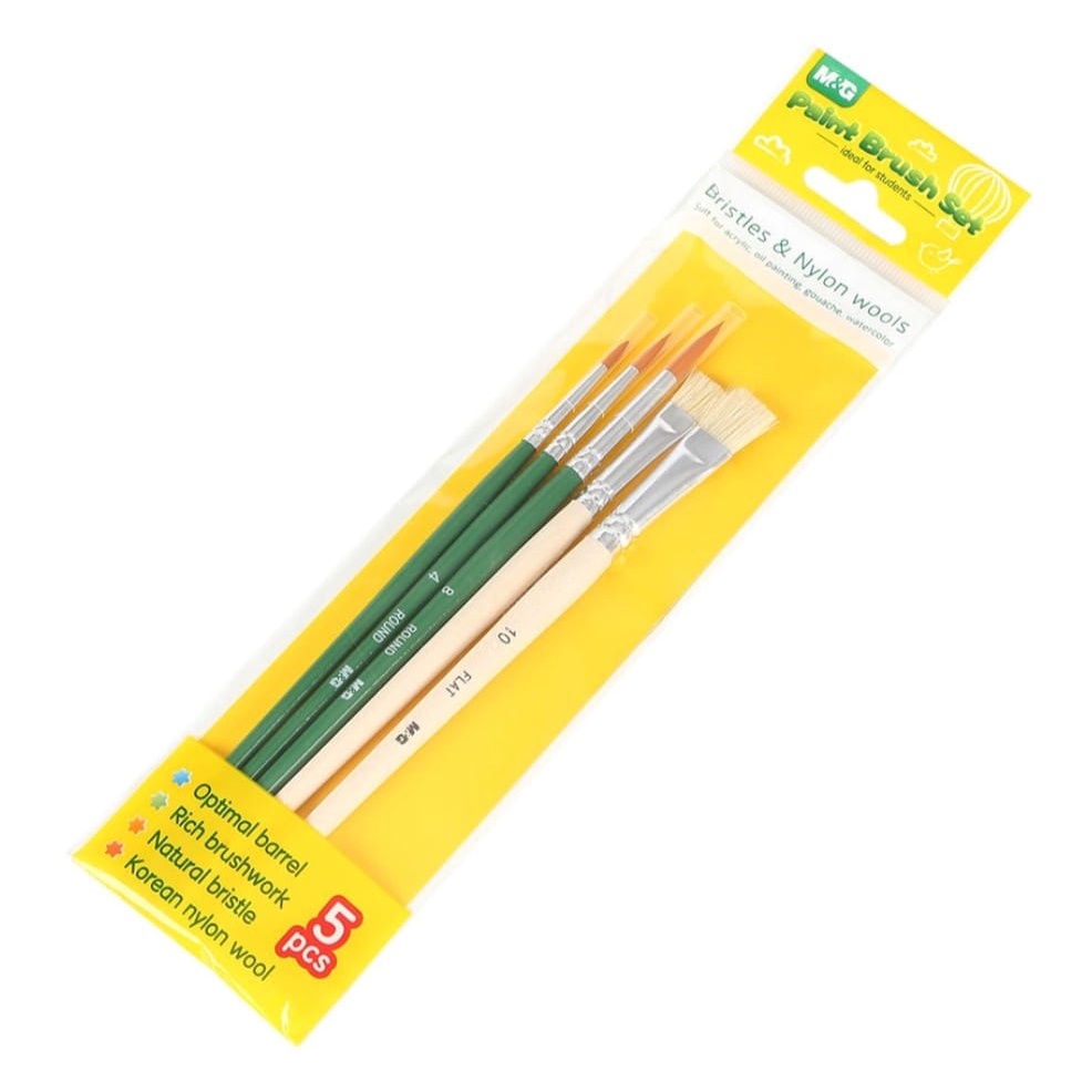 Kuas Lukis / Paint Brush Set 5pcs - M&amp;G ABH978B8