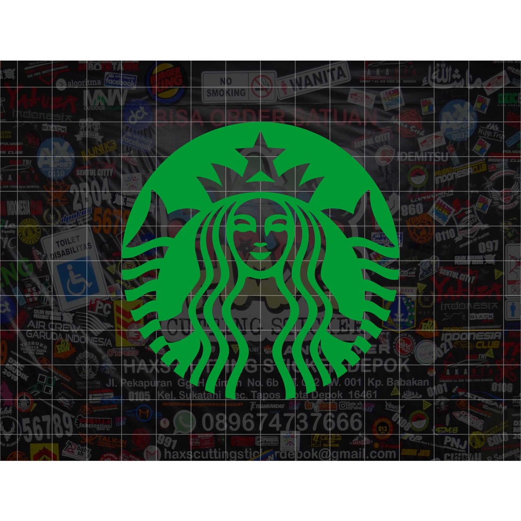 Cutting Sticker Logo Starbucks Ukuran 8 Cm Untuk Mobil Motor