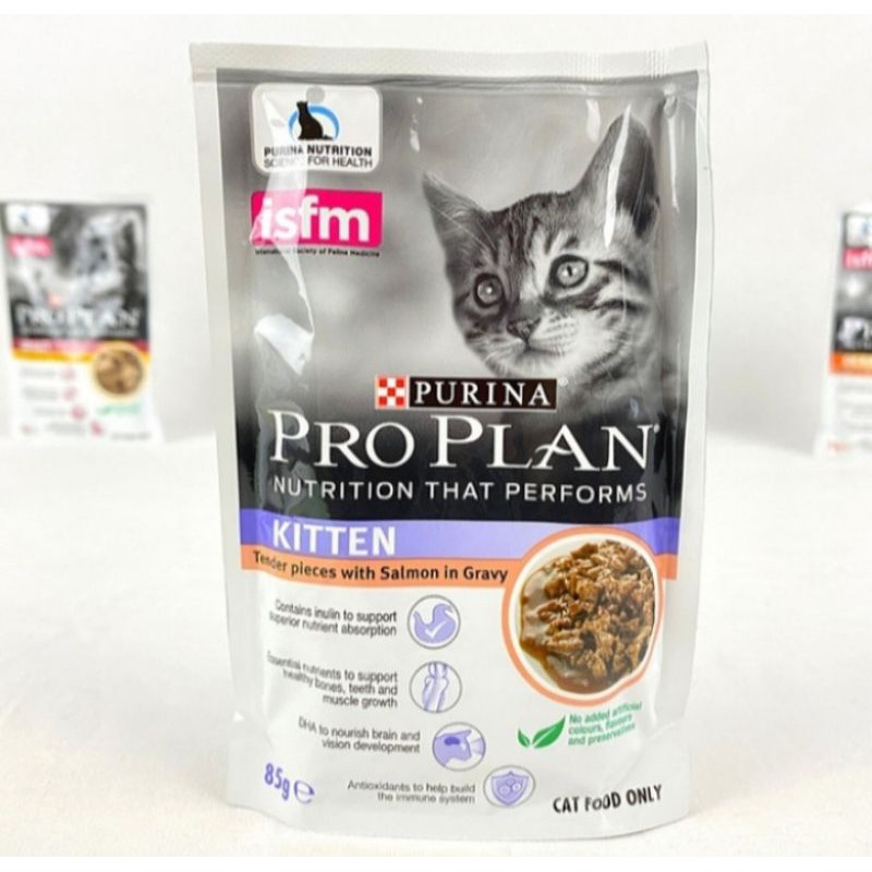 (1box isi 12 pcs) proplan pouch kitten salmon 85g - proplan sachet salmon wetfood cat