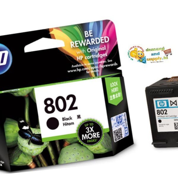 Tinta HP 802 XL Black Ink Cartridge / Hitam