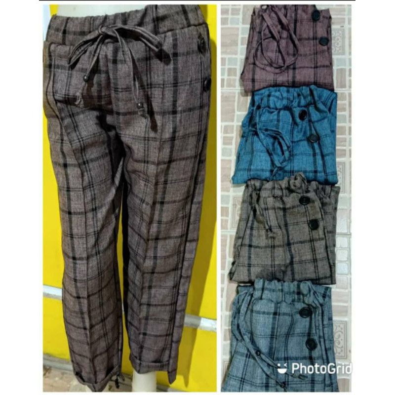 Baggy pants kotak semi woll