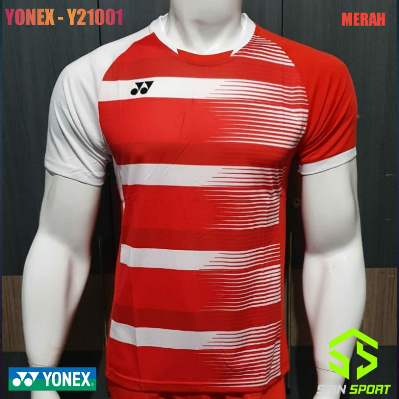 [Y21001A Merah] Baju badminton Yonex Import Premium Kaos Bulutangkis Jersey Olahraga Sport 21001