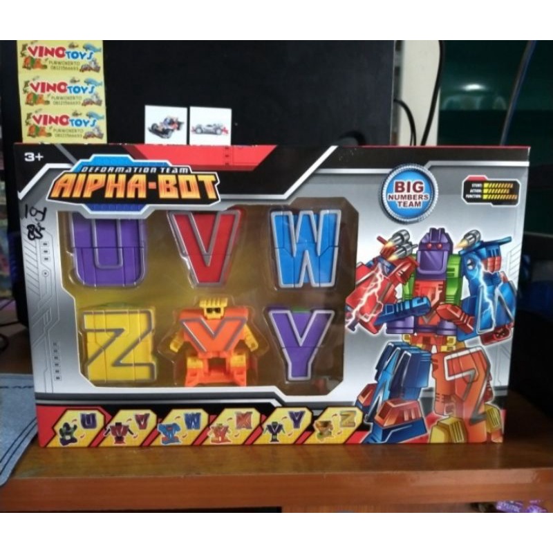 robot huruf alpha bot alphabet set 6 pcs bisa digabung