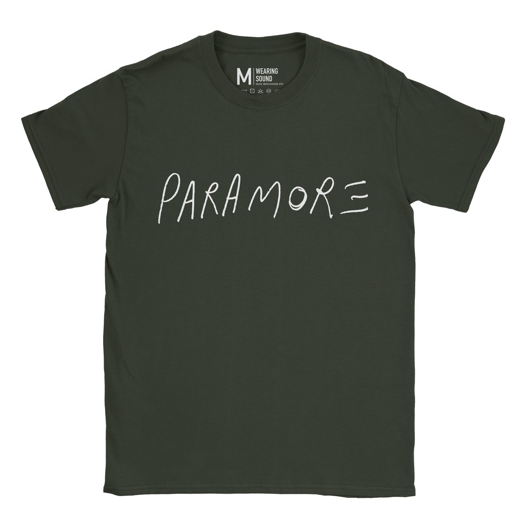 Baju Kaos Band Paramore Logo Forest Green