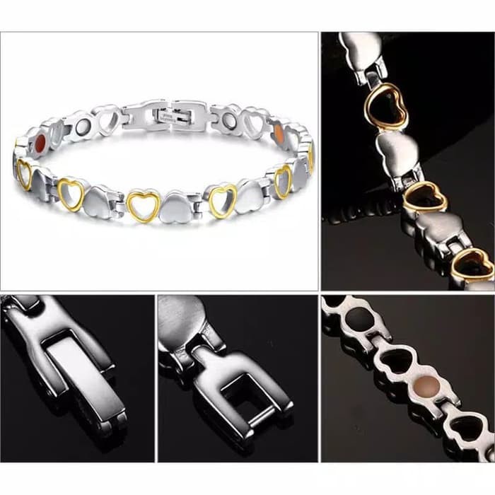 GELANG MAGNET ORIGINAL KESEHATAN MODEL HATI TITANIUM IMPORT PREMIUM