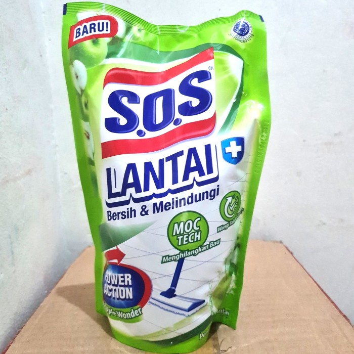 SALE !! Pembersih Lantai SOS APEL 750 ML Anti Bacterial Refil Pouch