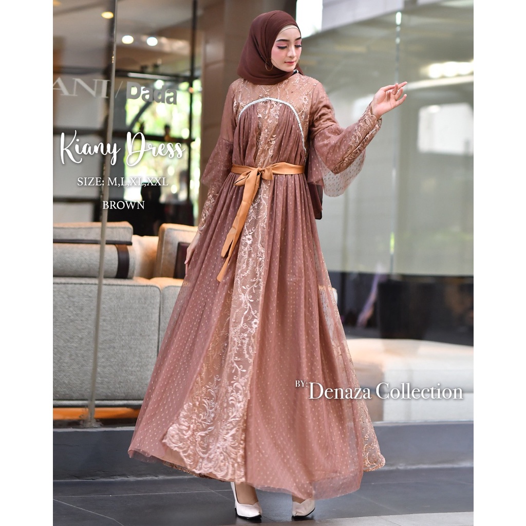 Kiany Dress / Kebaya Gamis Modern / Gamis Pesta Mewah / Dress Brukat Kondangan