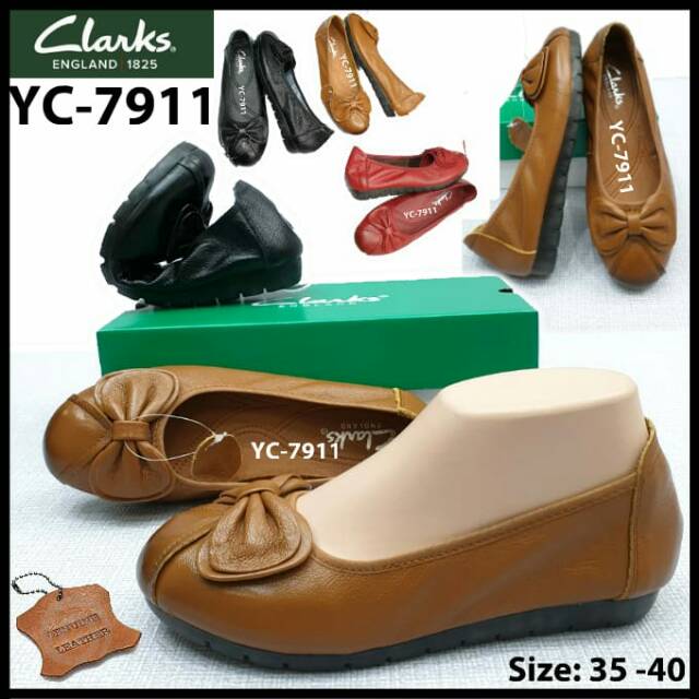 SEPATU WANITA FLAT KULIT SAPI ASLI ORIGINAL LENTUR CLARKS-7911