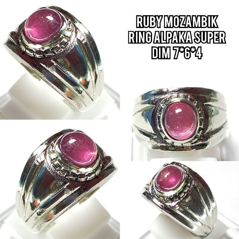 Cincin Ruby Mozambik Asli Natural/ Batu Akik
