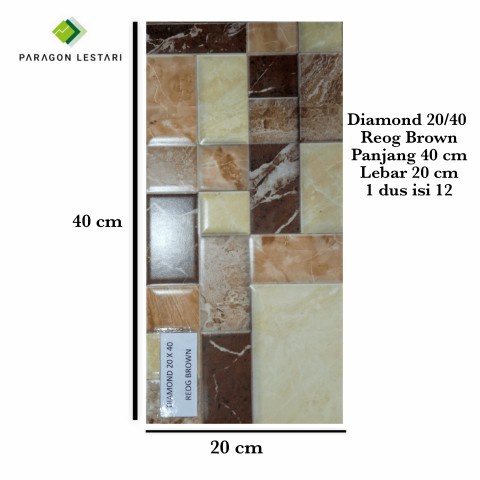 Diamond Keramik Dinding / Keramik Reog Brown 20X40