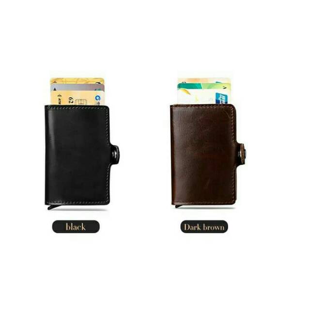Anti RFID Card Holder Dompet Kartu Kulit Asli Slim Blocking