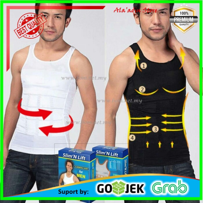 SLIM N LIFT MEN baju kaos pakaian kaus dalam dalem daleman dalaman baju shirt fit tank top tangtop singlet korset corset korslet pelangsing pengecil pria perut body buncit atasan olahraga gym jumbo big size pria man laki laki cowok dewasa jumbo shaper