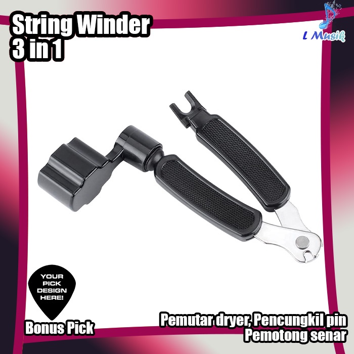 STRING WINDER Alat Pemutar Senar 3in1 String Winder Cutter Pin Puller Premium Import Quality